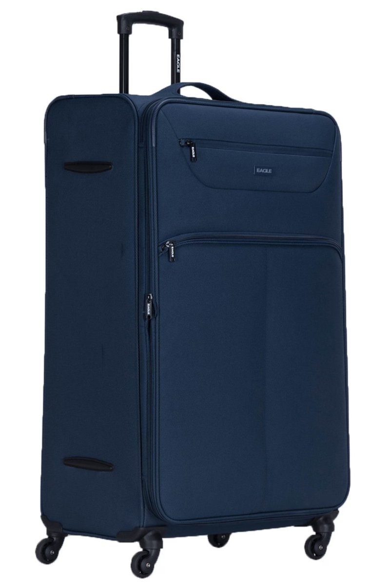 Eagle Super Lightweight 4 Wheels Spinner Soft Shell Expandable Luggage Navy - Easy Luggage