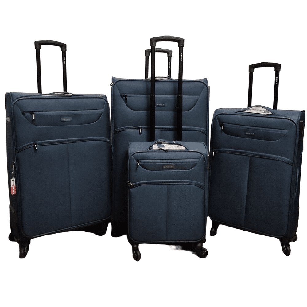 Eagle Super Lightweight 4 Wheels Spinner Soft Shell Expandable Luggage Navy - Easy Luggage