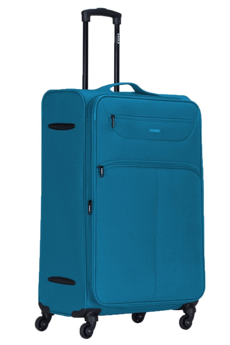 Eagle Super Lightweight 4 Wheels Spinner Soft Shell Expandable Luggage Teal - Easy Luggage