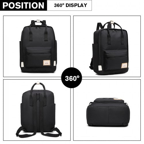 EB2017 - Kono Large Polyester Laptop Backpack - Black - Easy Luggage