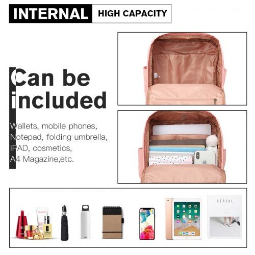 EB2017 - Kono Large Polyester Laptop Backpack - Pink - Easy Luggage