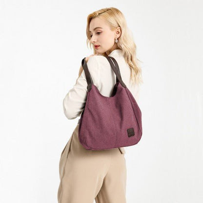 EB2040L - Kono Canvas Shoulder Tote Bag - Claret - Easy Luggage