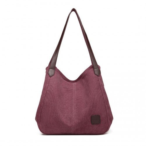 EB2040L - Kono Canvas Shoulder Tote Bag - Claret - Easy Luggage