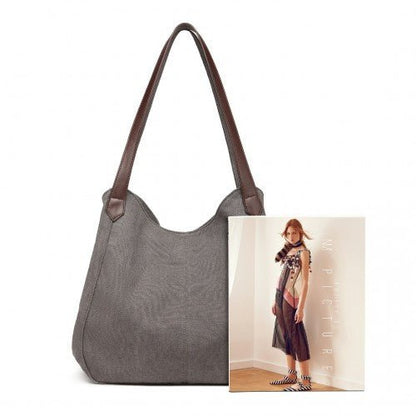 EB2040L - Kono Canvas Shoulder Tote Bag - Grey - Easy Luggage