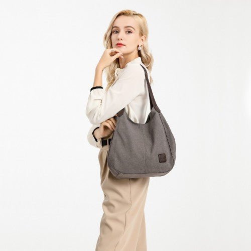 EB2040L - Kono Canvas Shoulder Tote Bag - Grey - Easy Luggage