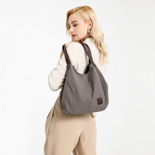 EB2040L - Kono Canvas Shoulder Tote Bag - Grey - Easy Luggage