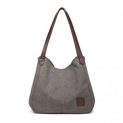 EB2040L - Kono Canvas Shoulder Tote Bag - Grey - Easy Luggage