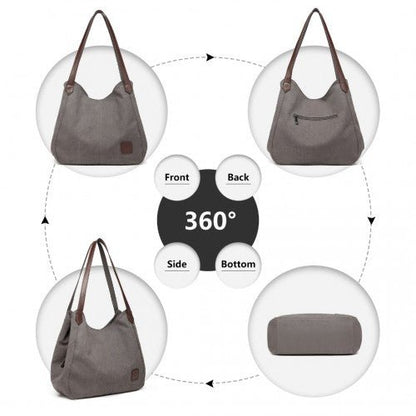 EB2040L - Kono Canvas Shoulder Tote Bag - Grey - Easy Luggage