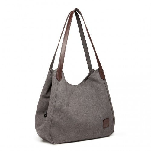 EB2040L - Kono Canvas Shoulder Tote Bag - Grey - Easy Luggage