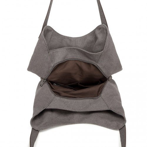 EB2040L - Kono Canvas Shoulder Tote Bag - Grey - Easy Luggage