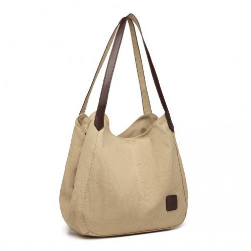 EB2040L - Kono Canvas Shoulder Tote Bag - Khaki - Easy Luggage