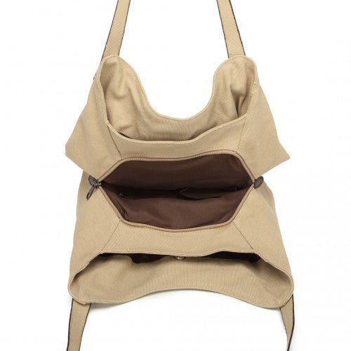 EB2040L - Kono Canvas Shoulder Tote Bag - Khaki - Easy Luggage