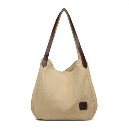 EB2040L - Kono Canvas Shoulder Tote Bag - Khaki - Easy Luggage