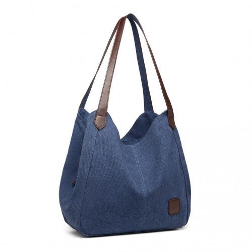 EB2040L - Kono Canvas Shoulder Tote Bag - Navy - Easy Luggage