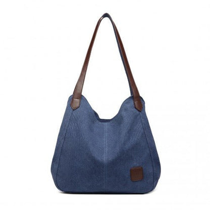 EB2040L - Kono Canvas Shoulder Tote Bag - Navy - Easy Luggage