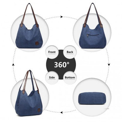 EB2040L - Kono Canvas Shoulder Tote Bag - Navy - Easy Luggage