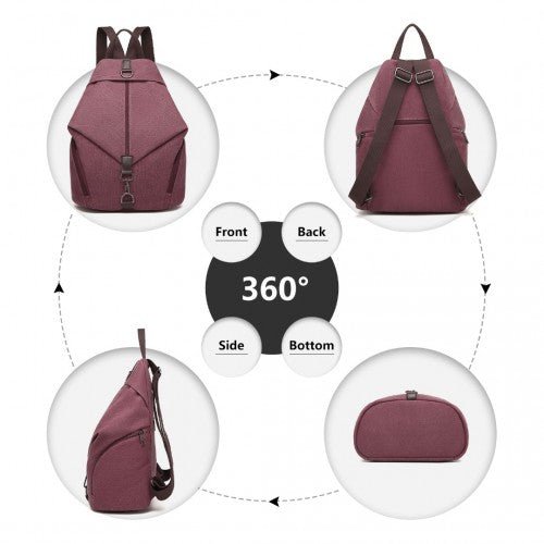 EB2044 - Kono Fashion Anti - Theft Canvas Backpack - Claret - Easy Luggage