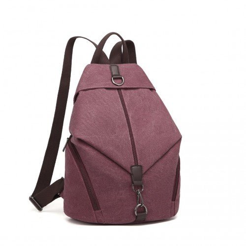 EB2044 - Kono Fashion Anti - Theft Canvas Backpack - Claret - Easy Luggage