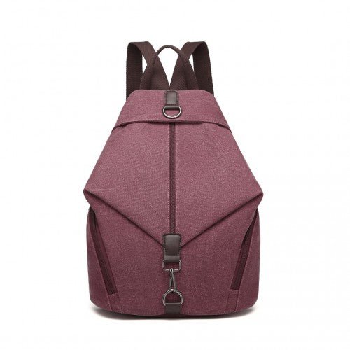 EB2044 - Kono Fashion Anti - Theft Canvas Backpack - Claret - Easy Luggage