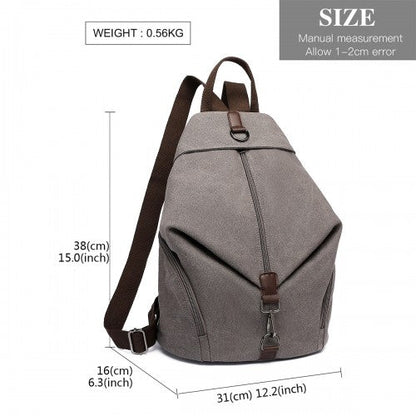 EB2044 - Kono Fashion Anti - Theft Canvas Backpack - Grey - Easy Luggage