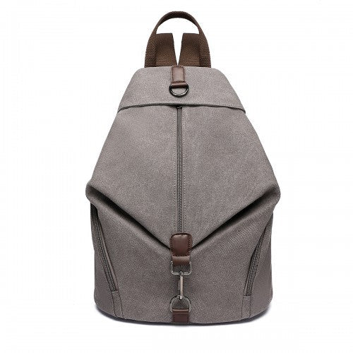 EB2044 - Kono Fashion Anti - Theft Canvas Backpack - Grey - Easy Luggage