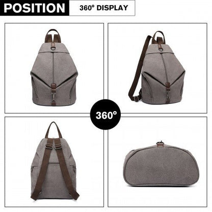 EB2044 - Kono Fashion Anti - Theft Canvas Backpack - Grey - Easy Luggage