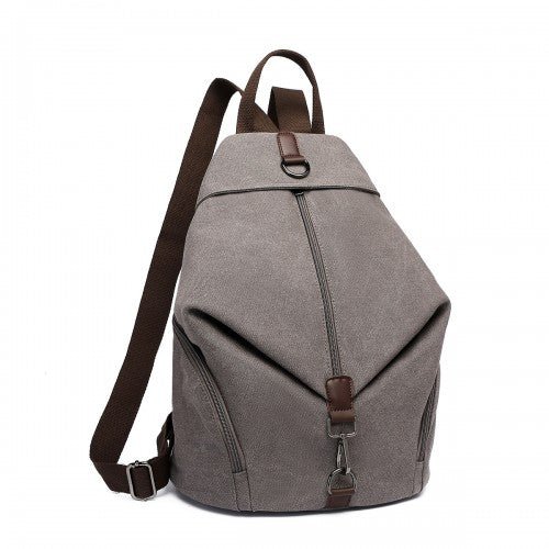 EB2044 - Kono Fashion Anti - Theft Canvas Backpack - Grey - Easy Luggage