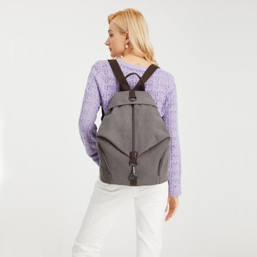 EB2044 - Kono Fashion Anti - Theft Canvas Backpack - Grey - Easy Luggage