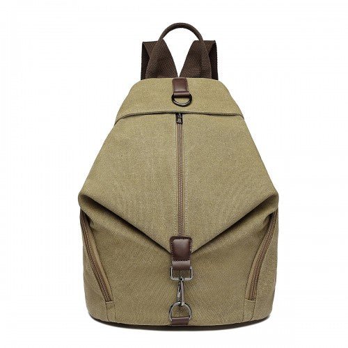 EB2044 - Kono Fashion Anti - Theft Canvas Backpack - Khaki - Easy Luggage
