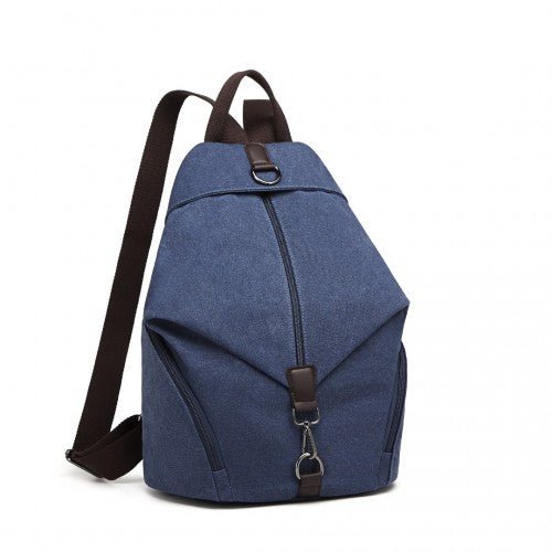 EB2044 - Kono Fashion Anti - Theft Canvas Backpack - Navy - Easy Luggage