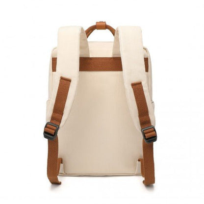 EB2211 - Kono Casual Daypack Lightweight Backpack Travel Bag - Beige And Brown - Easy Luggage