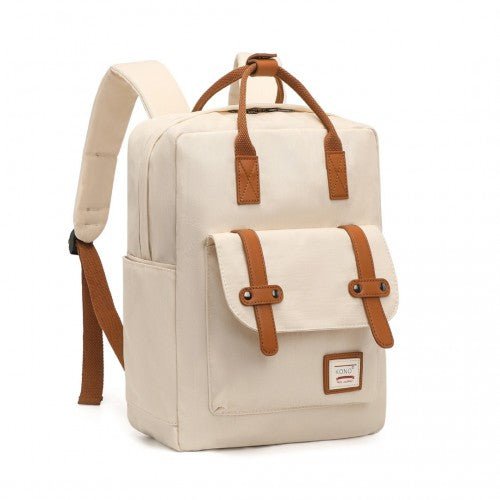 EB2211 - Kono Casual Daypack Lightweight Backpack Travel Bag - Beige And Brown - Easy Luggage