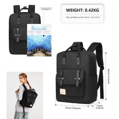 EB2211 - Kono Casual Daypack Lightweight Backpack Travel Bag - Black - Easy Luggage