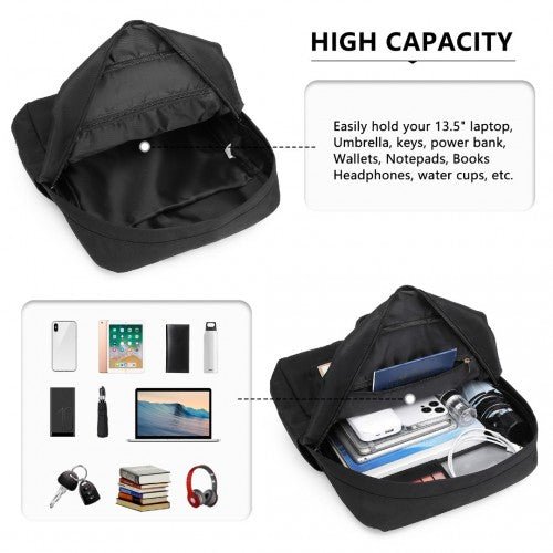 EB2211 - Kono Casual Daypack Lightweight Backpack Travel Bag - Black - Easy Luggage