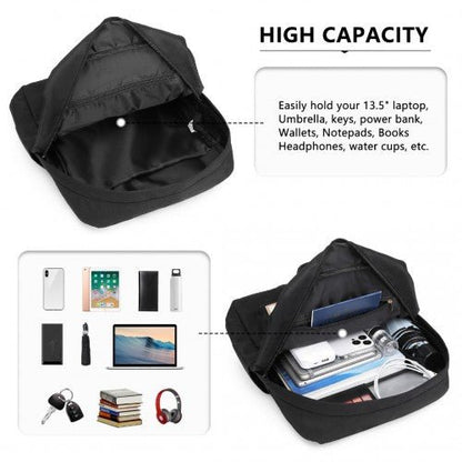 EB2211 - Kono Casual Daypack Lightweight Backpack Travel Bag - Black - Easy Luggage
