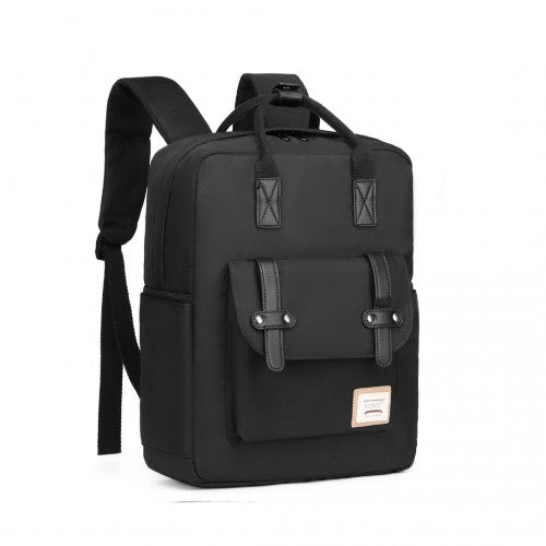 EB2211 - Kono Casual Daypack Lightweight Backpack Travel Bag - Full Black - Easy Luggage