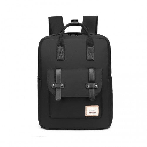 EB2211 - Kono Casual Daypack Lightweight Backpack Travel Bag - Full Black - Easy Luggage