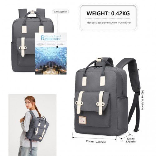 EB2211 - Kono Casual Daypack Lightweight Backpack Travel Bag - Grey - Easy Luggage