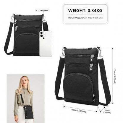 EB2228 - Kono Casual Multi Pocket RFID Blocking Cross body Bag - Black - Easy Luggage