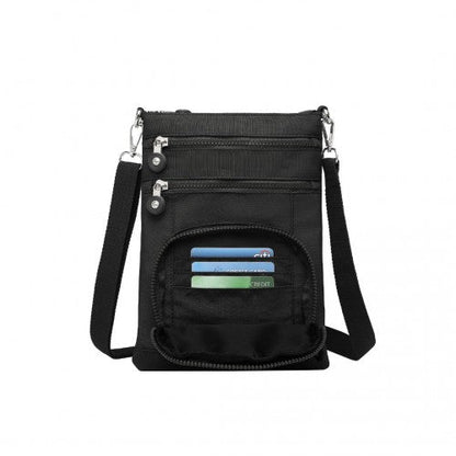 EB2228 - Kono Casual Multi Pocket RFID Blocking Cross body Bag - Black - Easy Luggage