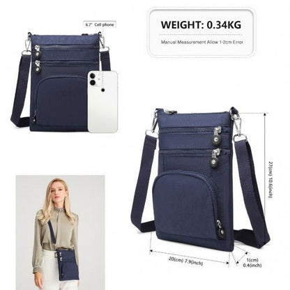 EB2228 - Kono Casual Multi Pocket RFID Blocking Cross body Bag - Navy - Easy Luggage