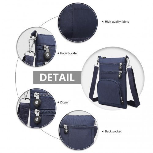 EB2228 - Kono Casual Multi Pocket RFID Blocking Cross body Bag - Navy - Easy Luggage