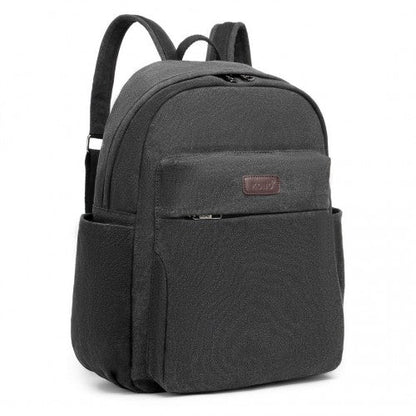 EB2234 - Kono Canvas Lightweight Casual School Backpack - Black - Easy Luggage