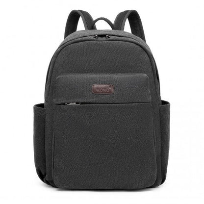 EB2234 - Kono Canvas Lightweight Casual School Backpack - Black - Easy Luggage