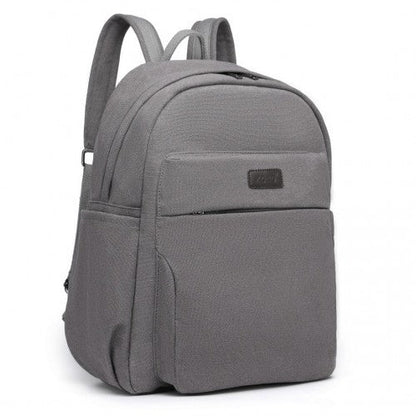 EB2234 - Kono Canvas Lightweight Casual School Backpack - Grey - Easy Luggage