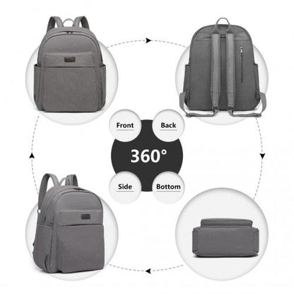 EB2234 - Kono Canvas Lightweight Casual School Backpack - Grey - Easy Luggage