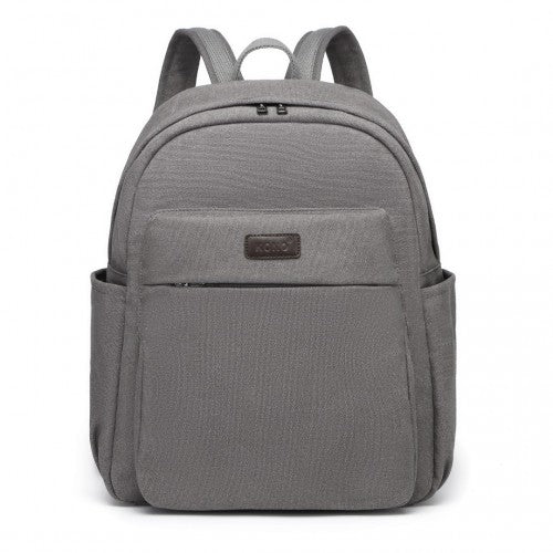 EB2234 - Kono Canvas Lightweight Casual School Backpack - Grey - Easy Luggage