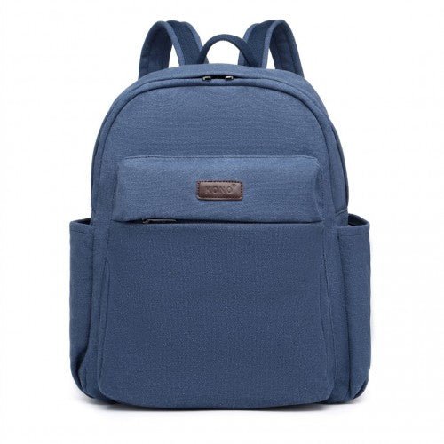 EB2234 - Kono Canvas Lightweight Casual School Backpack - Navy - Easy Luggage