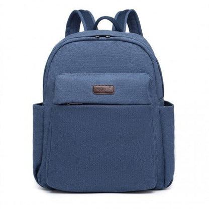 EB2234 - Kono Canvas Lightweight Casual School Backpack - Navy - Easy Luggage