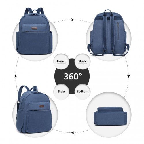 EB2234 - Kono Canvas Lightweight Casual School Backpack - Navy - Easy Luggage